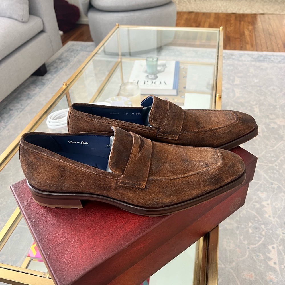 Mens Alberni suede Penny Loafers in Cognac